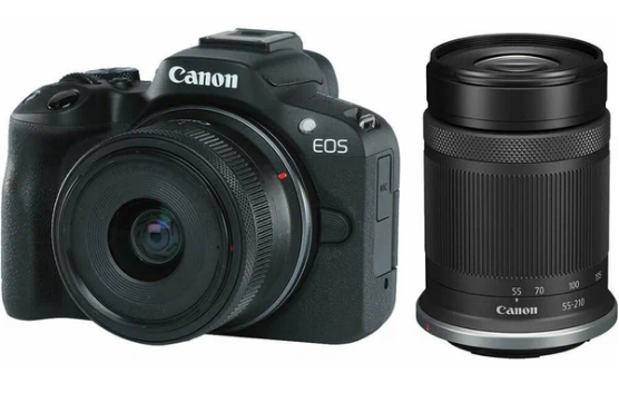 Беззеркальный фотоаппарат Canon EOS R50 kit RF-S 18-45mm IS STM + RF-S 55-210mm (Черный)
