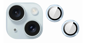 Защитная линза на камеры iPhone 15/15 Plus (Голубой)