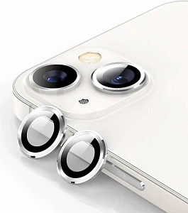 Защитная линза на камеры iPhone 15/15 Plus (Серебристый)