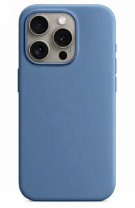 Чехол силиконовый матовый для iPhone 15 Pro Max (Голубой)