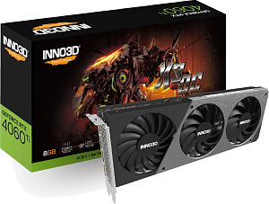 Видеокарта Inno3D GeForce RTX 4060 Ti 8192Mb, X3 OC 8Gb (N406T3-08D6X-171153L) 1xHDMI, 3xDP, Ret (Чёрный)