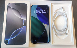 Смартфон Apple iPhone 16 Pro Max 512GB nanoSim+eSim (8 ГБ, 512 ГБ, Титановый Чёрный, nanoSim+eSim, Global, Без Rustore, Уценка)