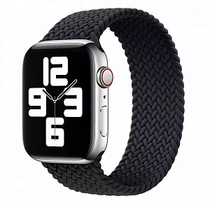 Ремешок Gurdini Braided Solo Loop Apple Watch 38/40/41 mm (тканевый) (Size M) (Черный)